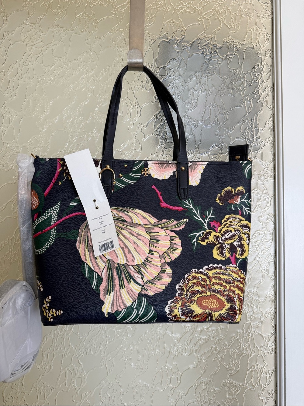 NWT Tory Burch Kerrington Small Zip Tote - Navy Happy Times